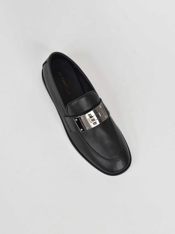 Loafer prej lëkure të zezë për femra J071