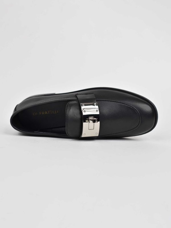 Loafer prej lëkure të zezë për femra J071